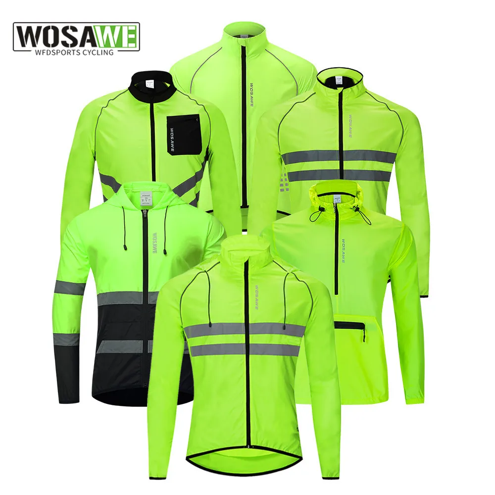 

WOSAWE Bicycle Cycling Jacket Hooded Reflective Waterproof MTB Road Downhill Bike Riding Jacket Windbreaker Satefy Alert chothes