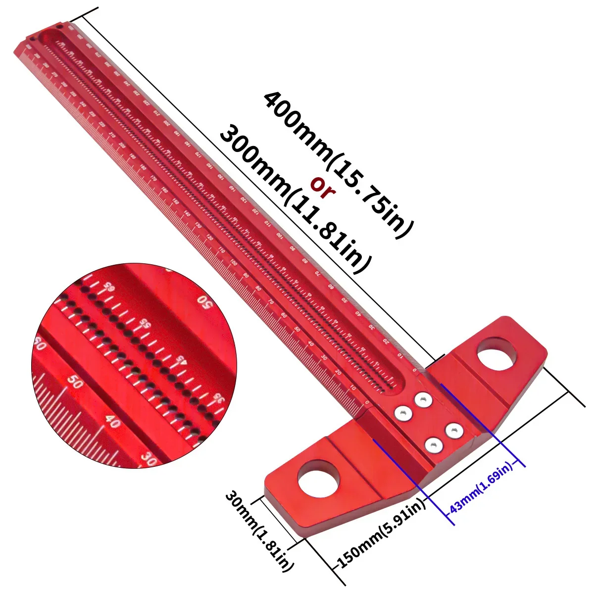 Woodworking Scriber T-Square Ruler, 90 Degree Line Gauge Scriber Tool Marking Gauge - Precision Crossed-out Hole Scribing Ruler