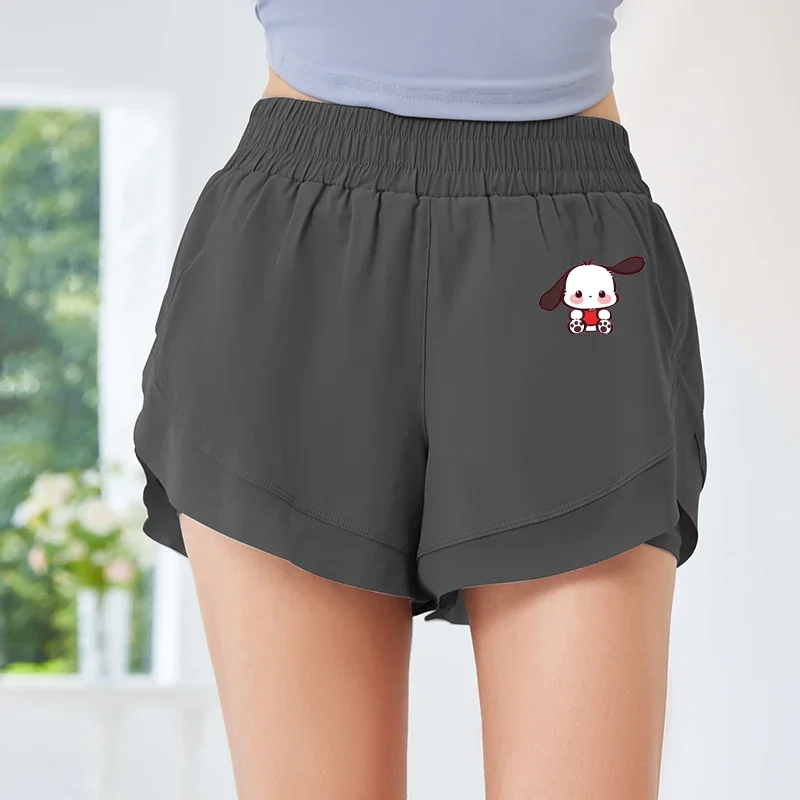 Miniso Sanrio Shorts de Fitness para Meninas, Anime Bonito, Yoga, Exercício, Corrida, Secagem Rápida, Respirável, Calças Antiderrapantes, Brinquedos, Presente, Kuromi