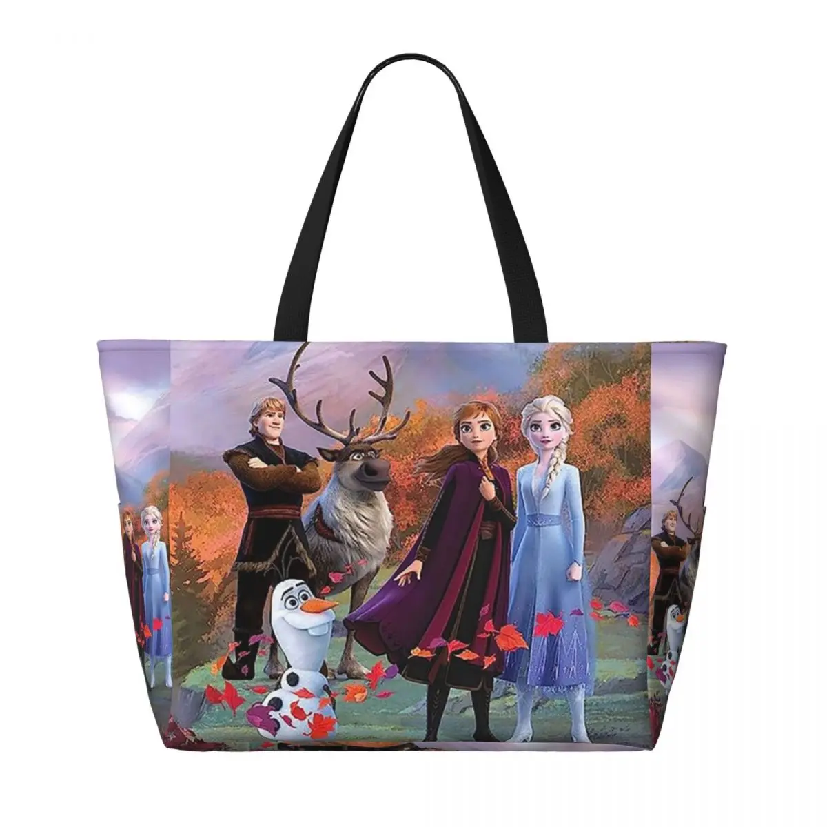 Custom Frozen Princess Tote Bag for Women Big Capacity Cartoon Gym Beach Travel Bags