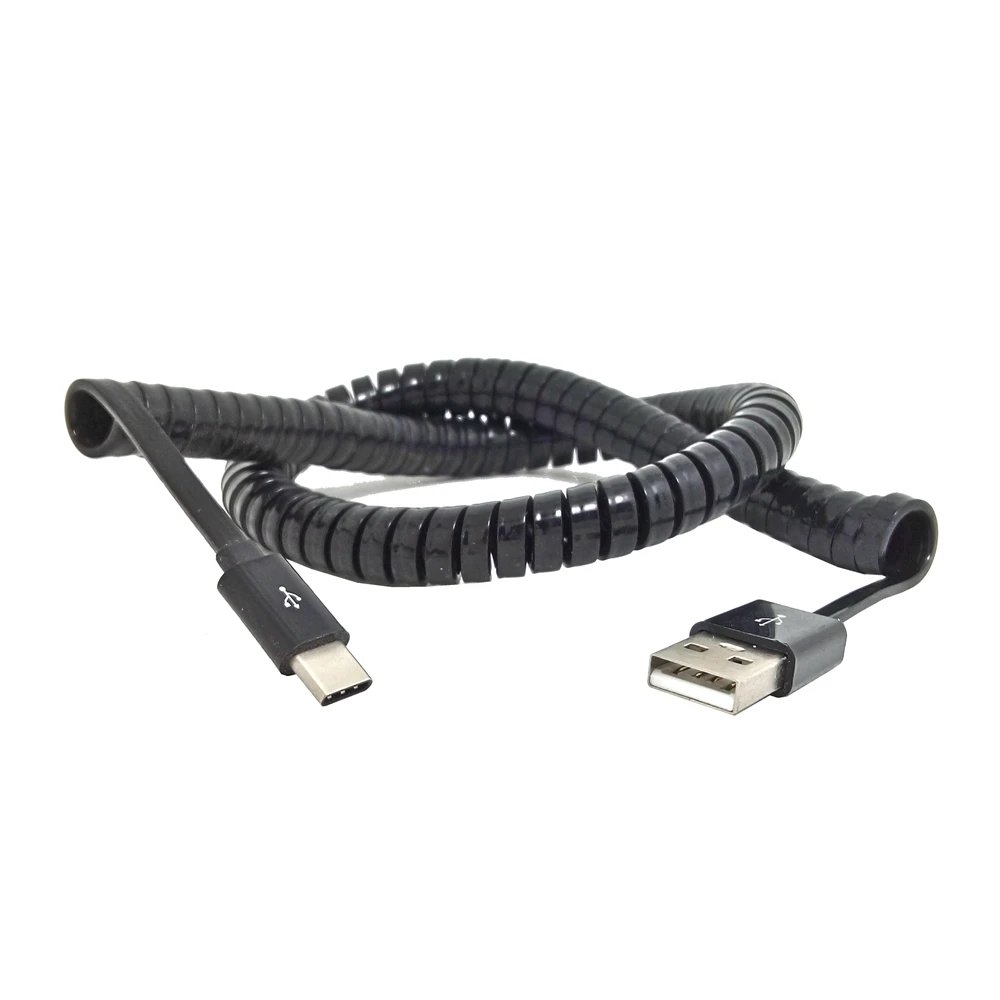 Flat body type c cable USB type c data cable for mobile phone dedicated car spring charging cable