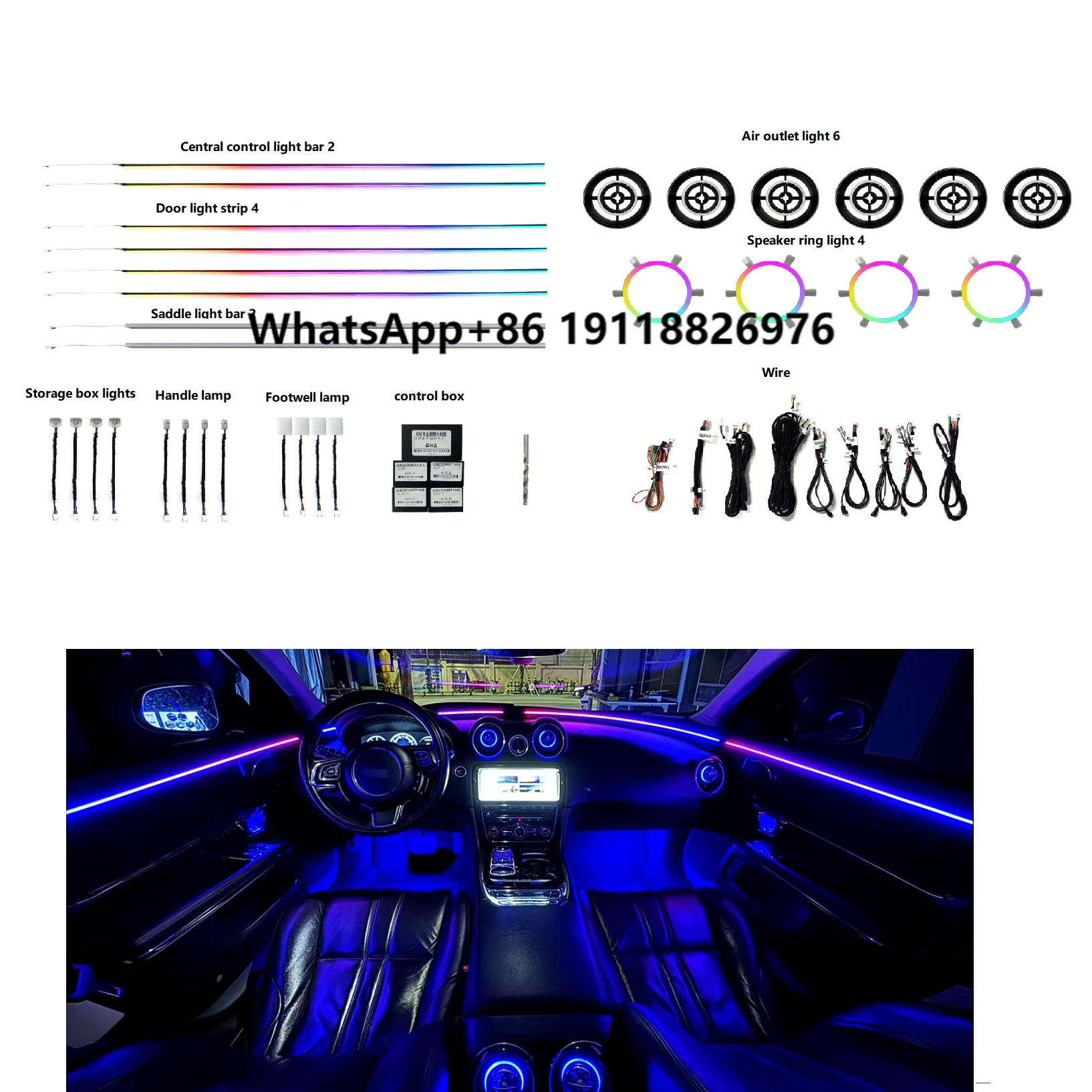 

For Jaguar XJL XJ XJR 351 2010-2019 Car Neon Interior Door Atmosphere Light Decoration Fantasy Lighting Version