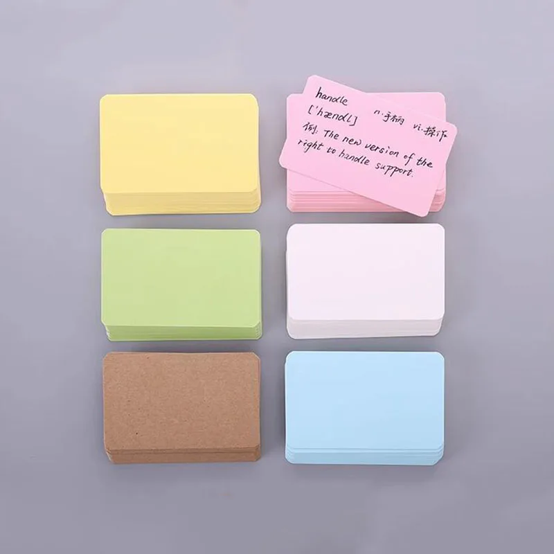 100pcs/box Candy Color  Blank Writing Card Paper Card Memo Message Thank You Postcard  Pads Label Bookmark for Books School