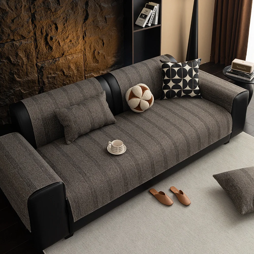 Cotton and linen texture living room sofa cushion universal versatile solid color cushion non-slip senior feeling sofa backrest