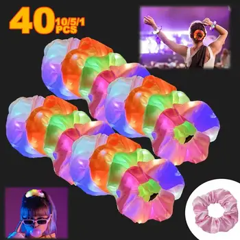 40裝 LED發光髮圈髮帶 女士發光彈力髮繩 夜光派對用品 髮飾 10 最佳銷售 LED秀 - №3