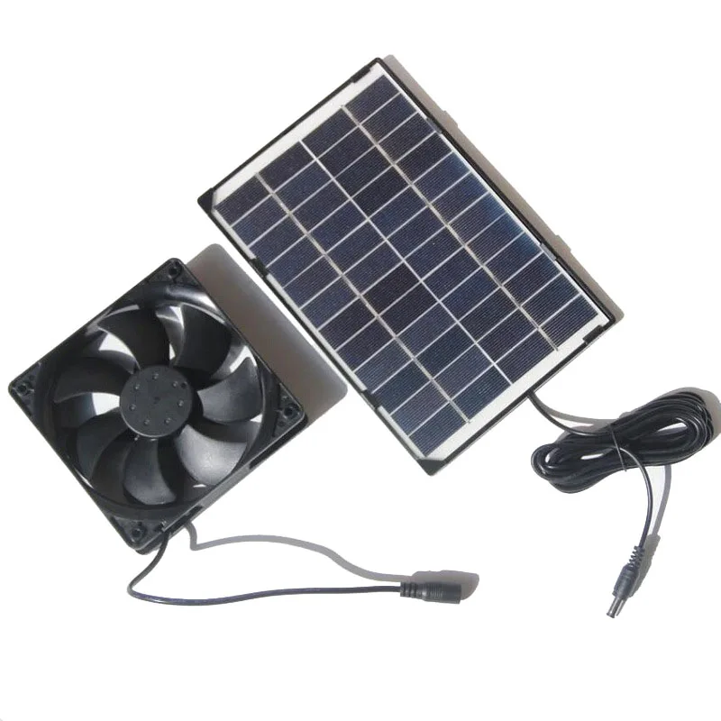 30W 12V Solar Panel Fan for Pet Exhaust Fan Chicken Dog Cat Pet Air Flow Fan with DC 3M Line 12*12CM Solar Air Flow Exhaust Fan
