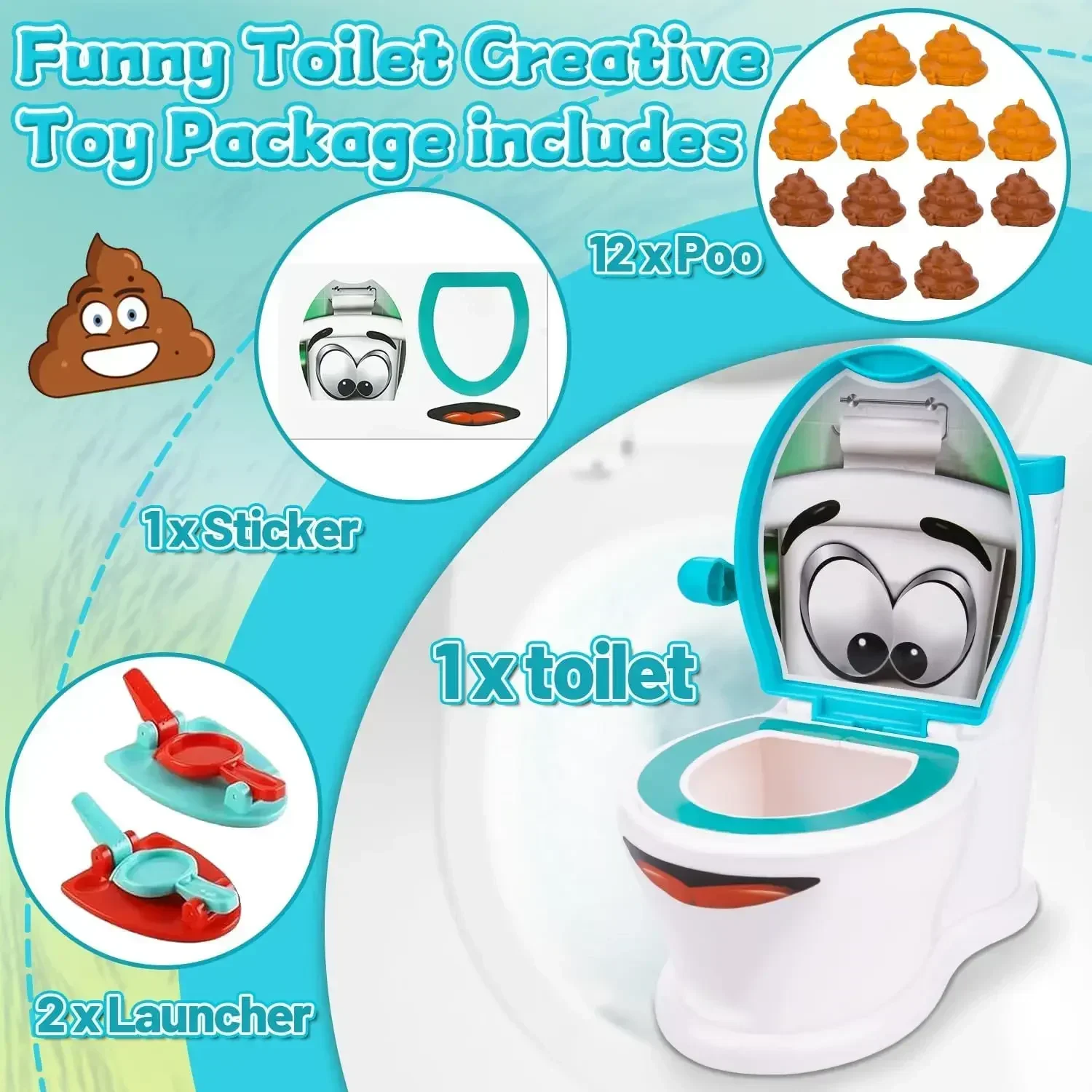 

Children's Toilet Creative Toy for 2-6 Players, Creative Toilet Poop Game Toy,Poop Shoot Game for Kids Family Party Games