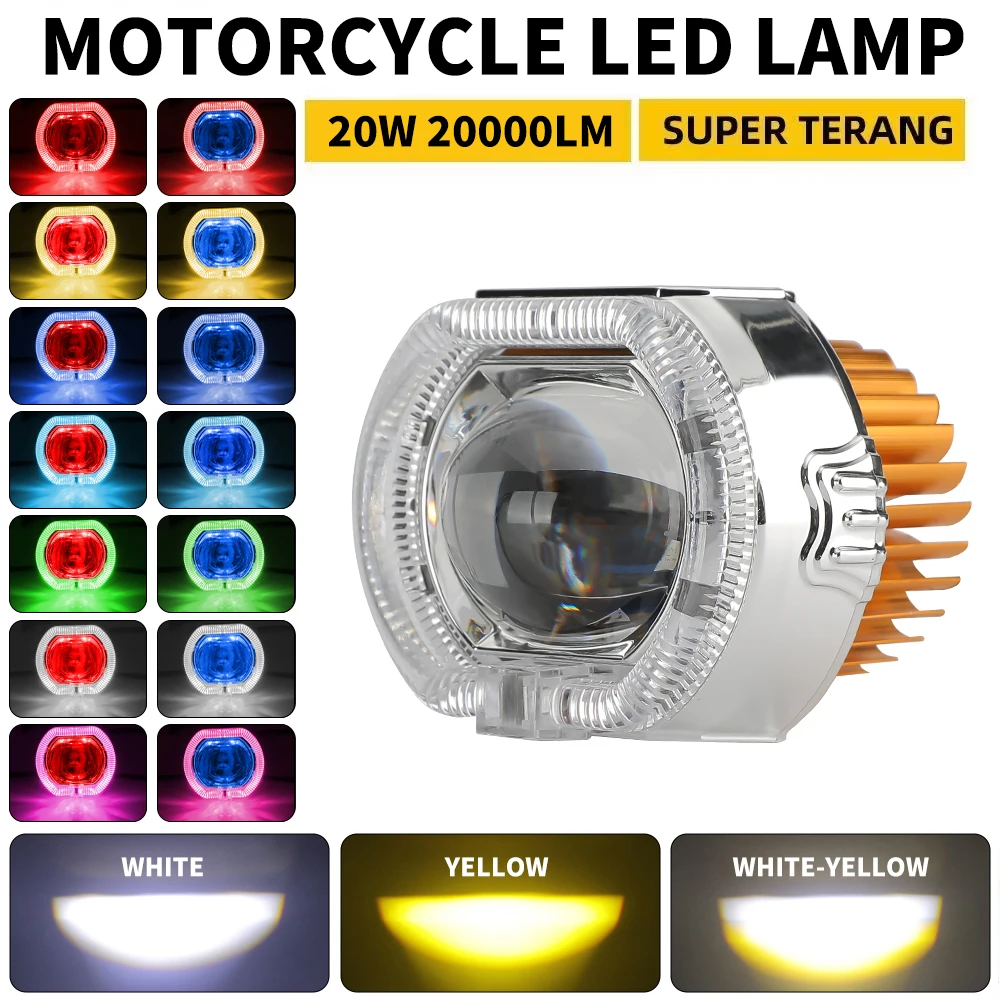 2.5 Inch Motorcycle LED Headlight IP67 Waterproof High Low Beam Devil Eye Spotlight Universal Motorbike Scooter E-bike Front Lam