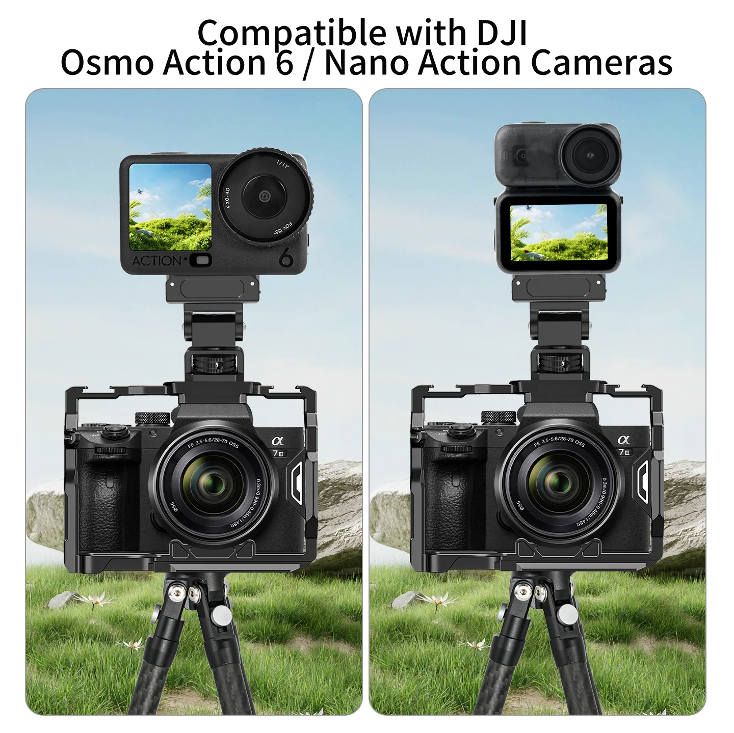 Magnetische Schnellverschluss-Halterung 360° ° 180-Grad-Drehung ° Neigbarer Aluminium-Schnecken-Gimbal mit 1/4 ARRI-Schraube für DJI Action 6 Osmo Nano Kamerakäfig – Detail 3