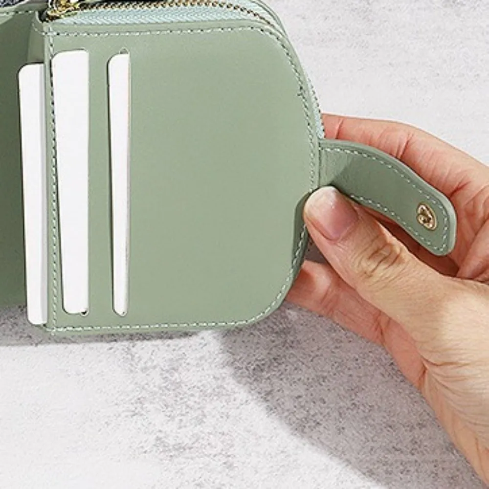 

Мини-кошелек для монет с цветочным принтом, сумка на молнии, ID, кредитная карта, искусственная кожа, короткий кошелек, многофункциональный маленький держатель для карт, ежедневное использование