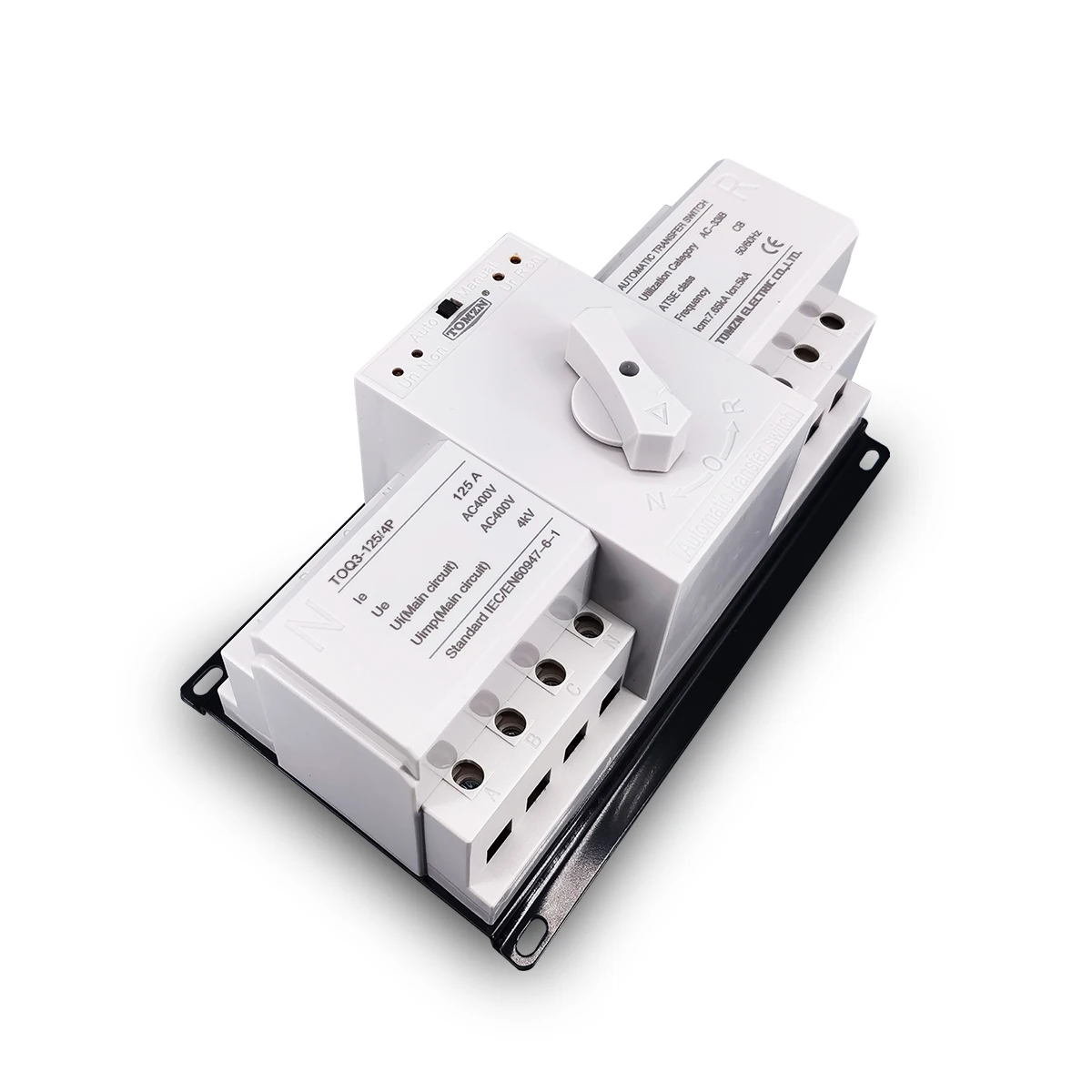 ATS 4P 125A 3 phase 4 wire 230V MCB type Dual Power Automatic transfer switch TOMZN TOQ3-4P/125 PV city power Generator