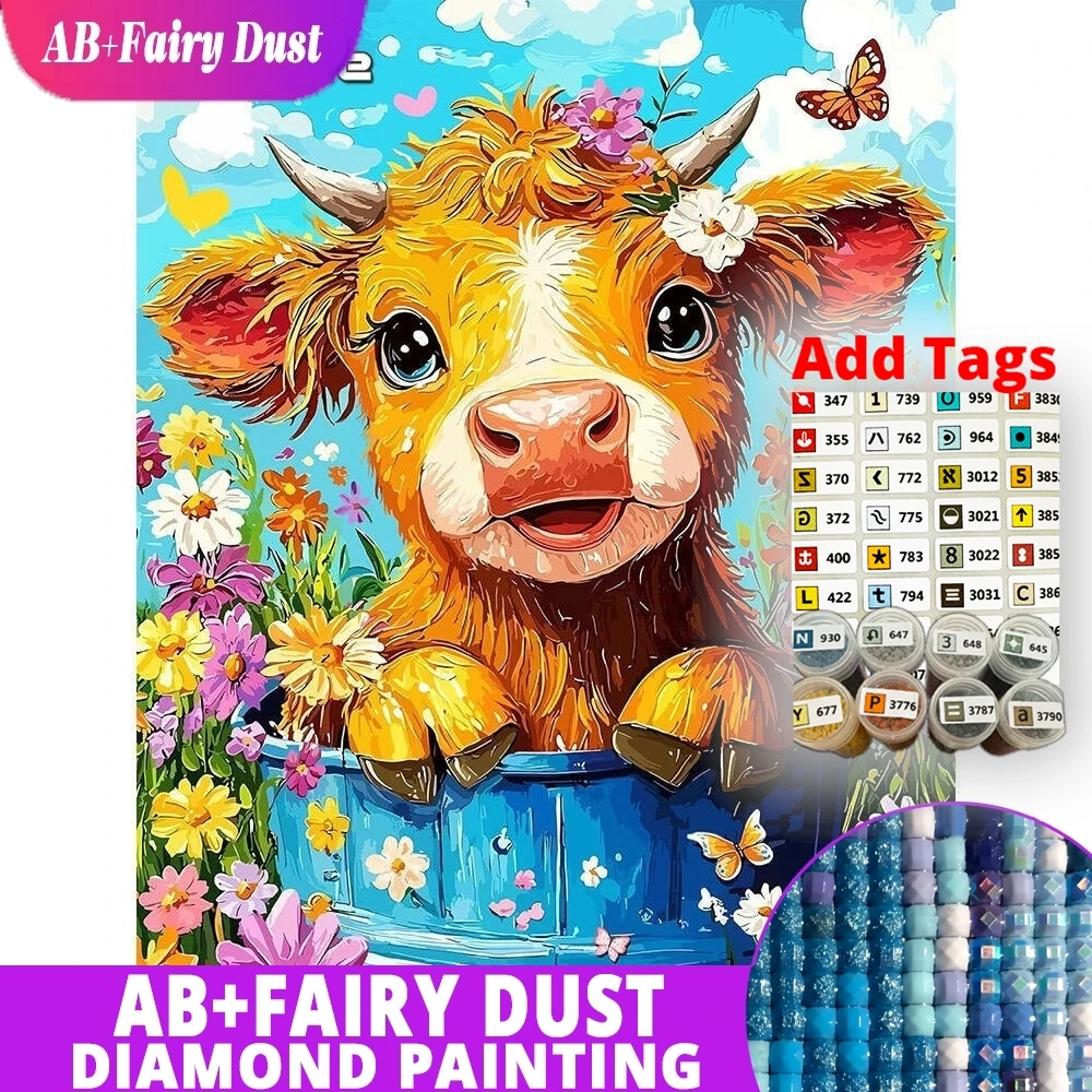 

Наклейки AB Fairy Dust DMC, алмазная вышивка, рисунок животных, мультяшный стиль, DIY, подходит для начинающих, алмазная мозаика, цветы