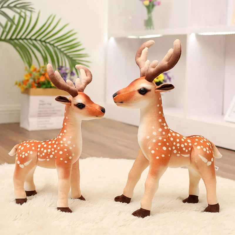 

New 35-40cm Simulation Soft Stuffed Teaching Prop Kawaii Plush Toys Plushies Doll Model Decor Real Life Sika Deer Lifelike Gifts