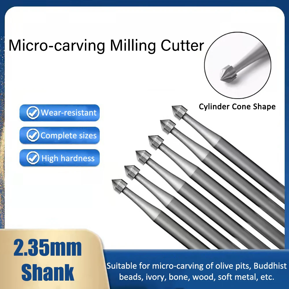 

6 pieces Cylinder Cone Shape Carving Burr Sets Jewelry Burr Sets 2.35mm Shank Jewelry Making Stone Setting Burs for Lapidary