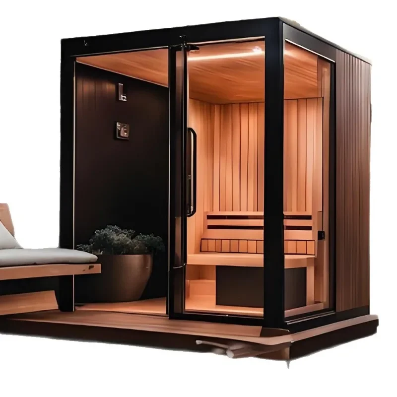 Solid wood sauna room equipped with electric stove heating multi-size optional cross-border luxury outdoor steam room
