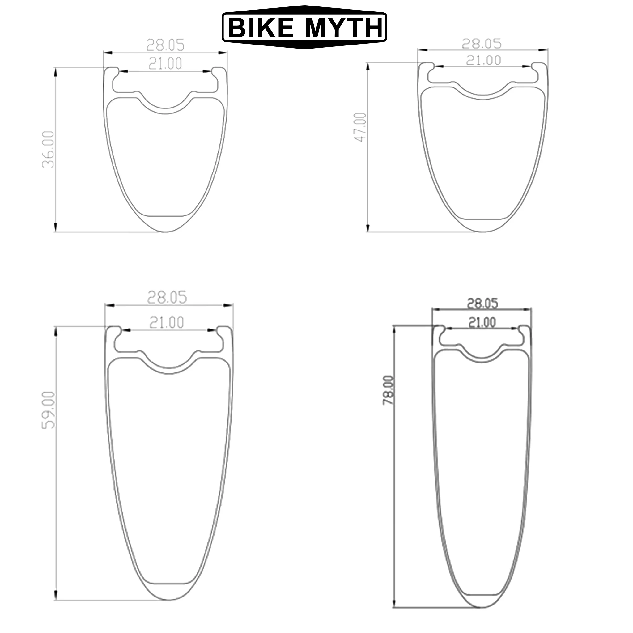 

BIKE MYTH CARBON RIM CLINCHER 36/47/59/78 Height Clincher Tubeless Tubular 700C T700 T800 Disc brake Rim brake