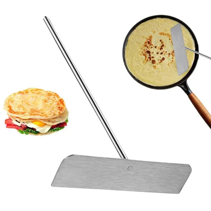 Metal Spatula Stainless Steel Scraper Sturdy Safe Crepe Spreader Tool Detachable Grip Efficient Pancake Flipper For Home And