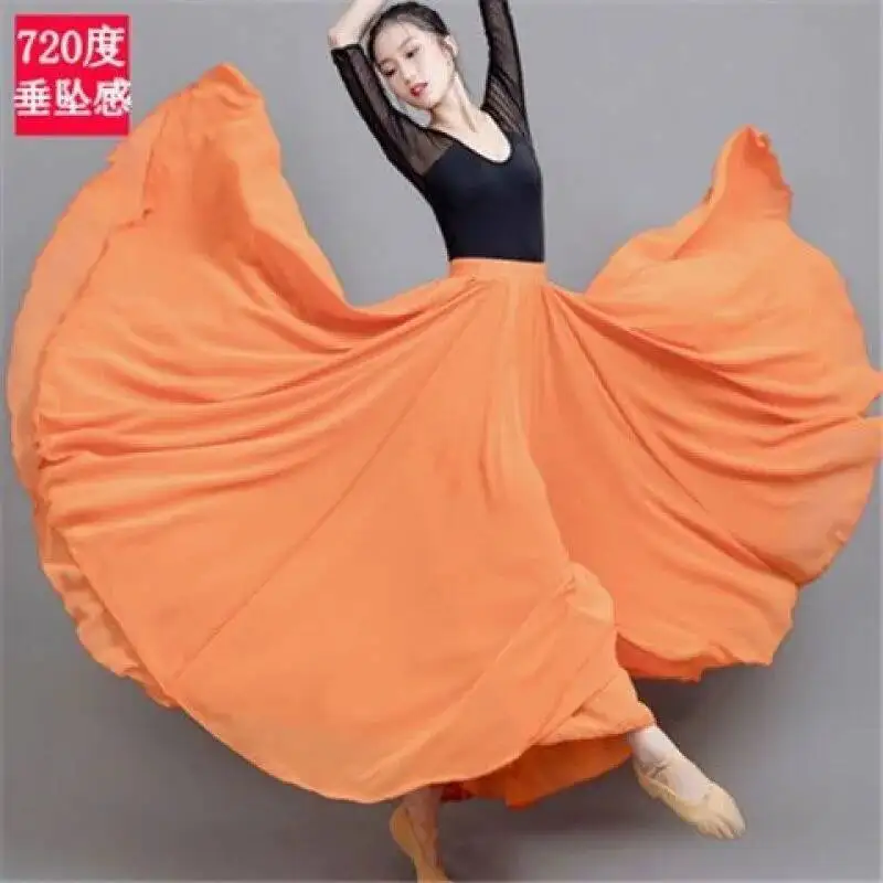 Cos 720 graden grote schommel dubbellaags chiffon vakantie strand rok dansjurk klassieke dansvoorstelling jurk Xinjiang