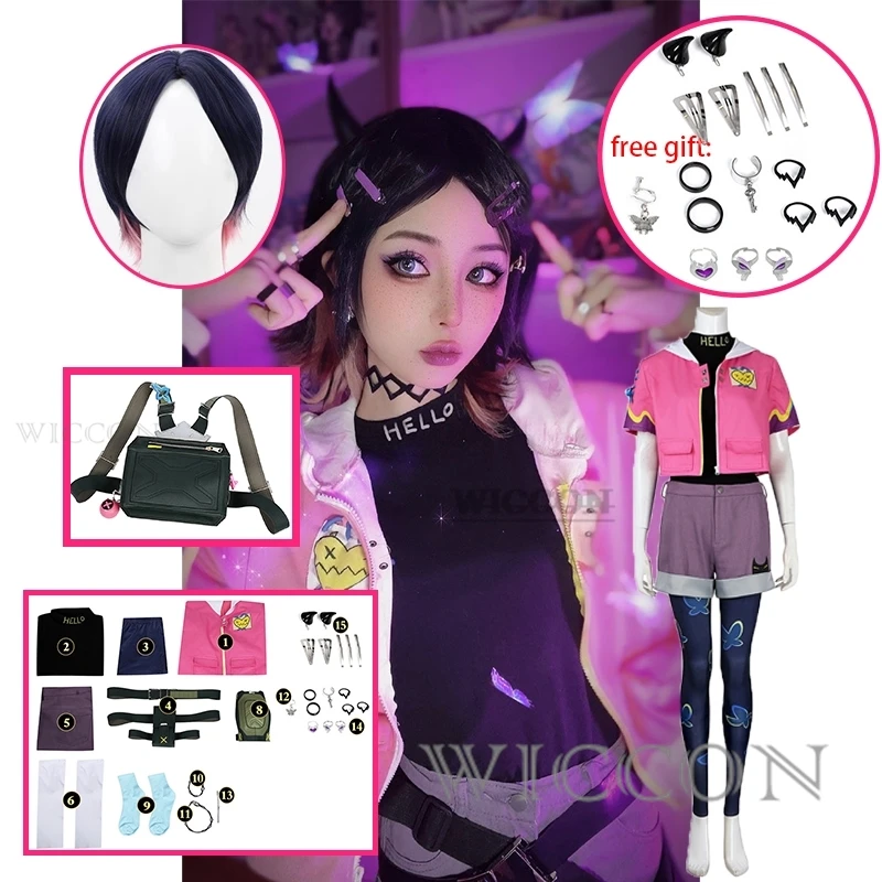 Game Valorant Clove Cosplay Costume Mulher, Pulseiras Fantasia, Colares, Fatos, Peruca, Fantasia, Fantasia, Interpretação, Fantasia, Roupa, Adulto