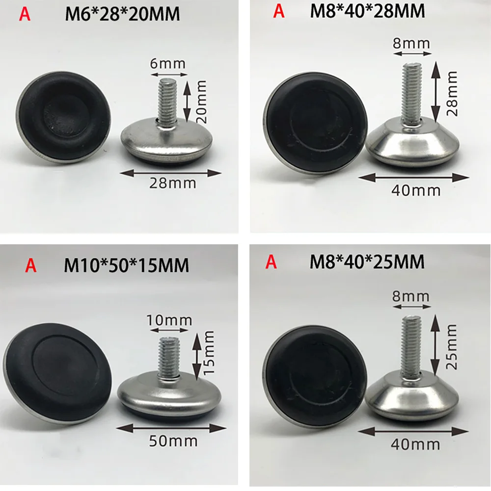 4/8 Stuks M6 M8 M10 Schroef In Verstelbare Meubelvoeten Metalen Gezicht Nylon Basis Glijbaan Pad Tafel Bank Benen Voet Nivellering