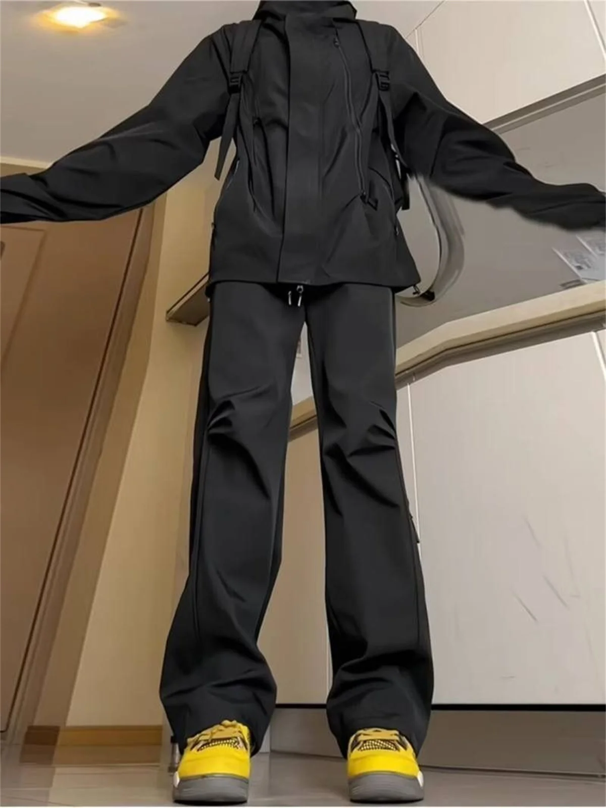 الربيع الصيف أزياء عارضة المقالي للرجال الشارع الشهير بلون البضائع السراويل مرونة الخصر واسعة الساق الرجال الموضة والترفيه #5