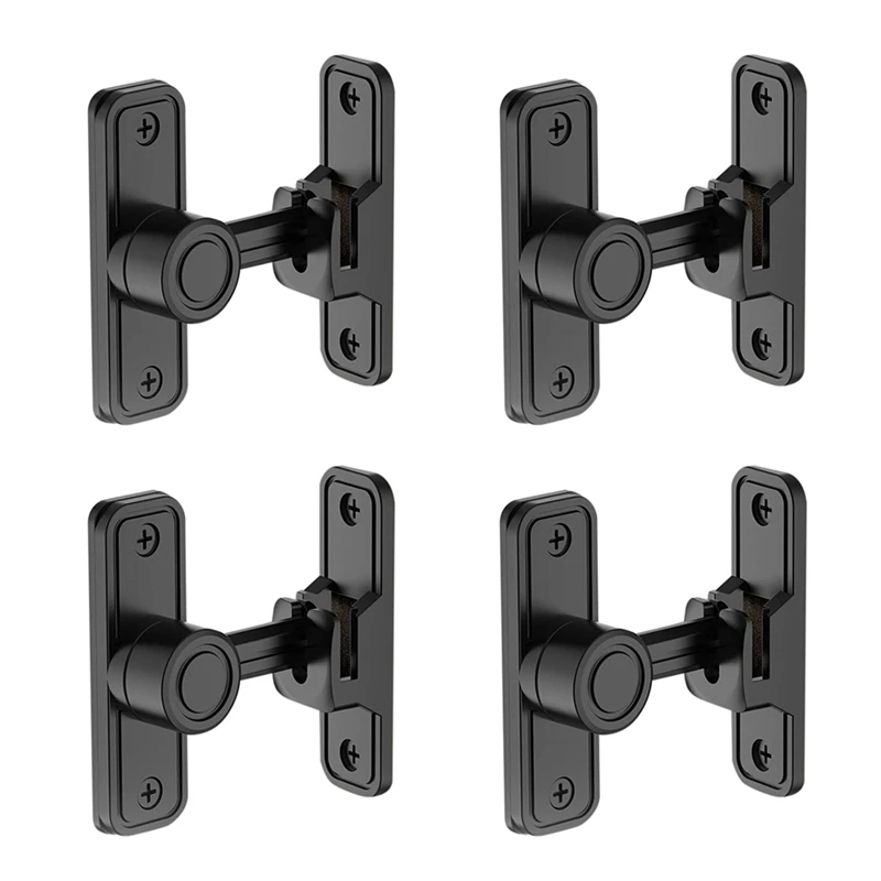 

4X Heavy Duty Gate Latches 90 Degree Right Angle Barn Door Lock Anti-Theft Sliding Door Lock Latch For Garden Black