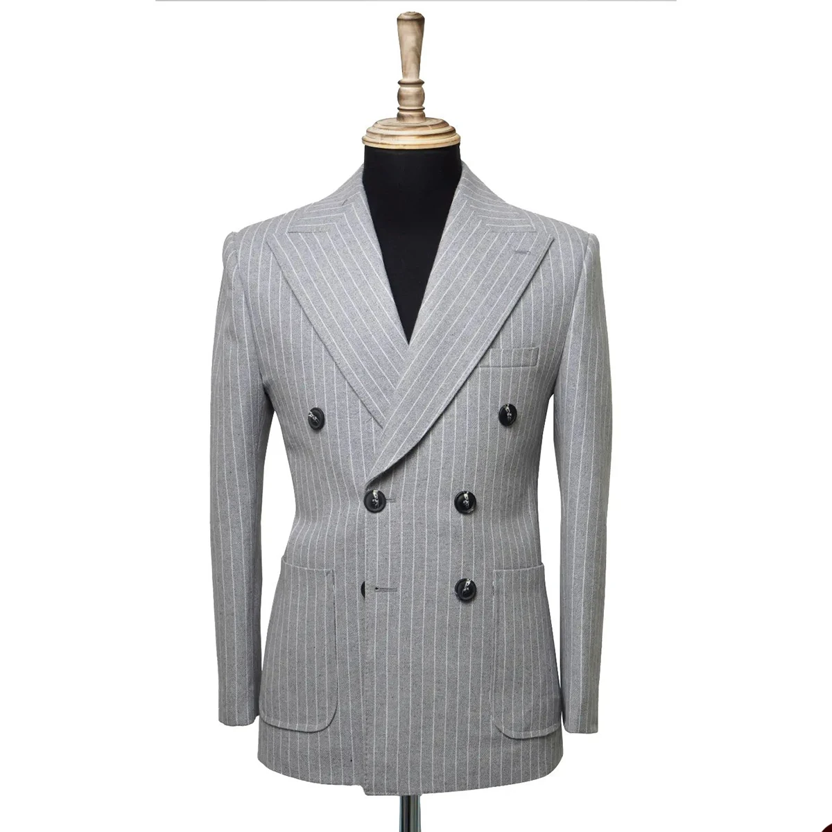 

Classic Stripe Cotton Men's Suit Wedding Business Slim Fit One Coat Tailor-Made Groom Groomsman Formal Occasions Size Customized