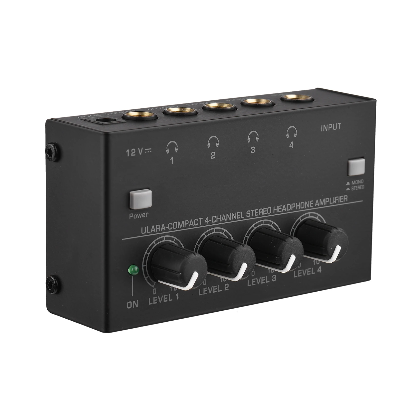 Professional Ultra-compact 4-channel Stereo Headphone Amplifier Upgraded Mini Audio Amp with Mono & Stereo Switch Power Adapter