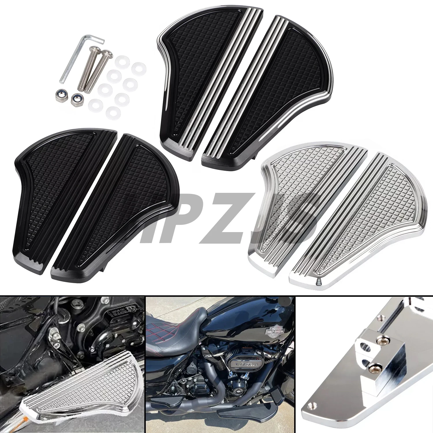 

For Harley Motorcycle Touring Electra Street Glide FLHR FLHRC Road King 1993-Up Black/Chrome Rear Passenger Footpegs Floorboard