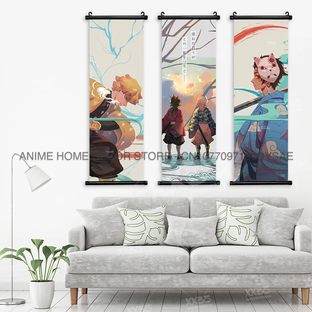 Dämonentöter: Dämonentöter: Kimetsu no Yaiba Poster Anime Home Decorative Kamado Tanjiro hängende Malerei Agatsuma Zenitsu Scroll Bild – Detail 3
