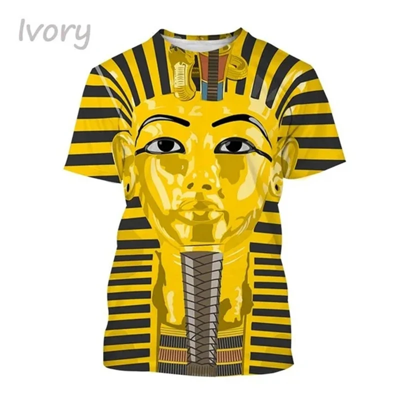 Hot Sale Big Face King Tut Egypt Egyptian Pharaoh Pyramid 3D Printed Casual T-Shirt Fashion Unisex Cool Street Short-seeved Top