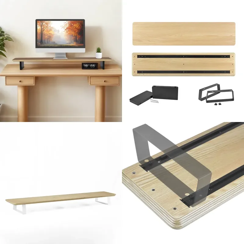 Modern Design Wooden Computer Stand Adjustable Stand Desktop Heightening Stand Study Office Storage Table