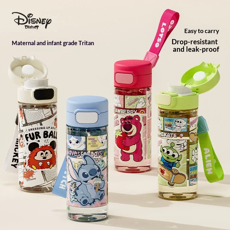 

Disney Stitch Kids Tritan Water Bottle Unbreakable Straight Drink Cup Boys Girls Primary School Students Summer Back To School