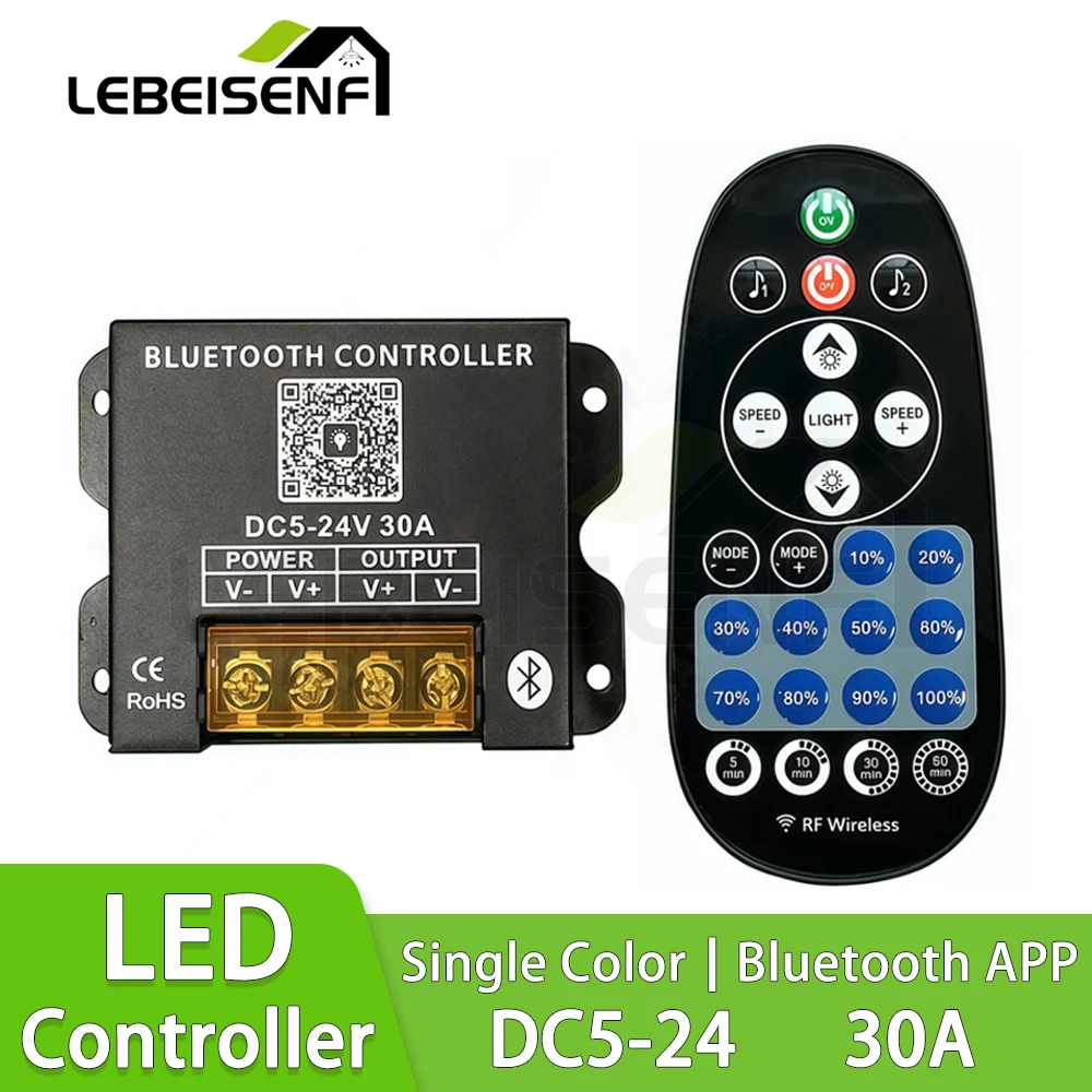RF Wireless Bluetooth 25 Key Monochrome Remote Control Controller with APP Dimmer Illuminated Word Dimmable Light