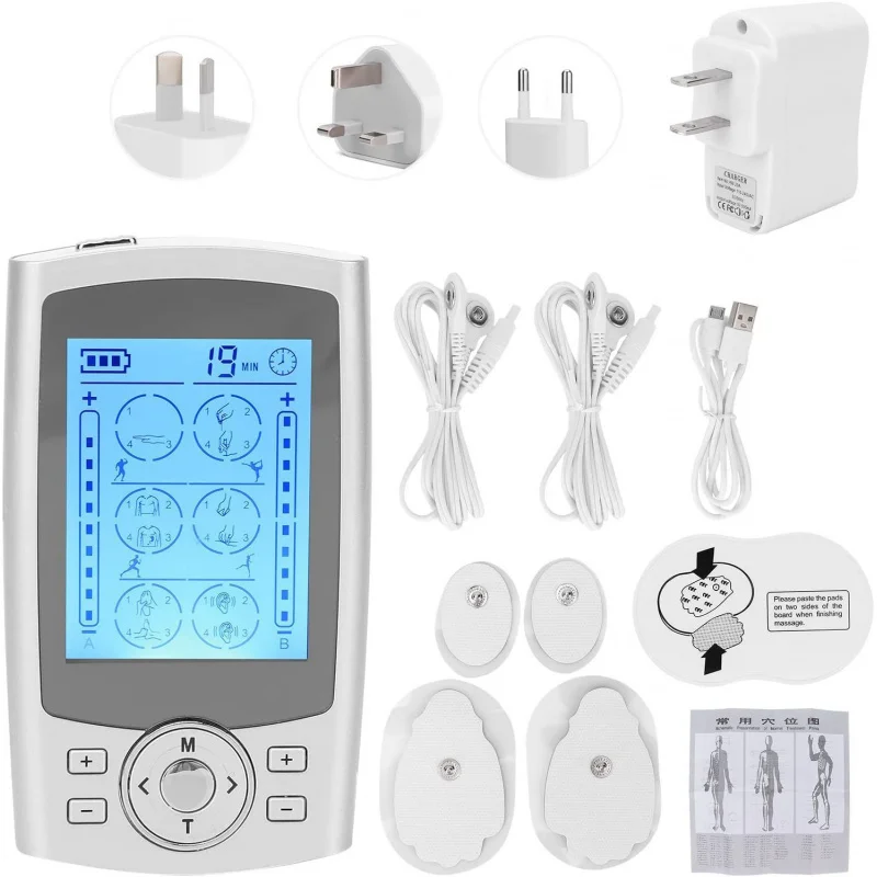 

Многофункциональный физиотерапевтический массажер TENS/EMS с 24 режимами для домашнего использования (низкочастотная стимуляция мышц)