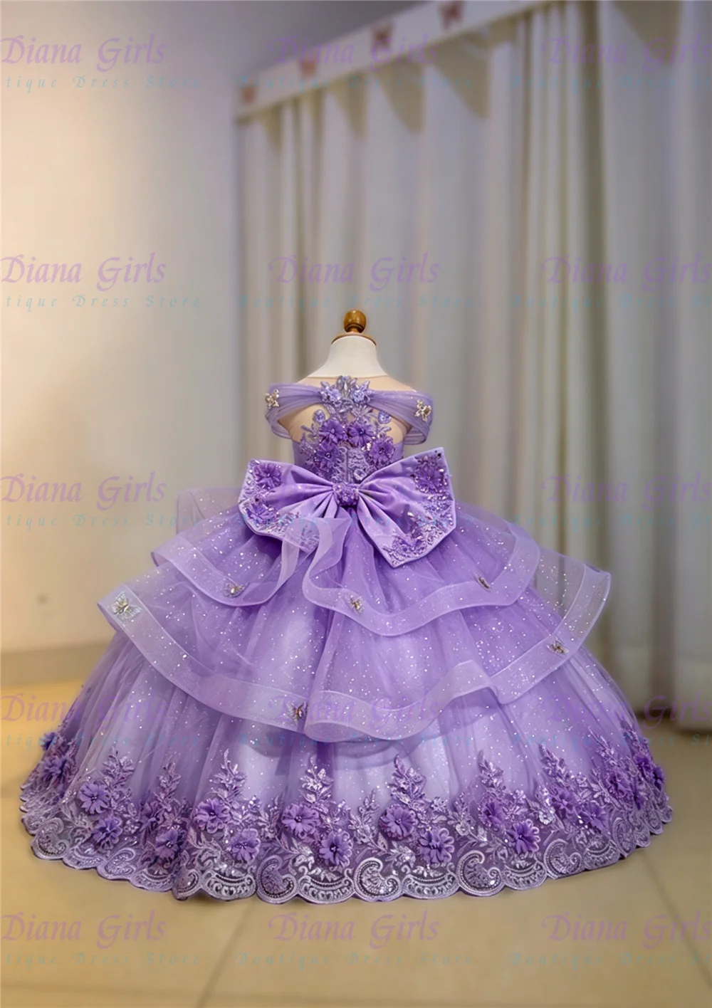 New Quality Gorgeous 3D Floral Beading Embroidery Little Princess Flower Girl Dress for Wedding Receptions Holiday Celebrations