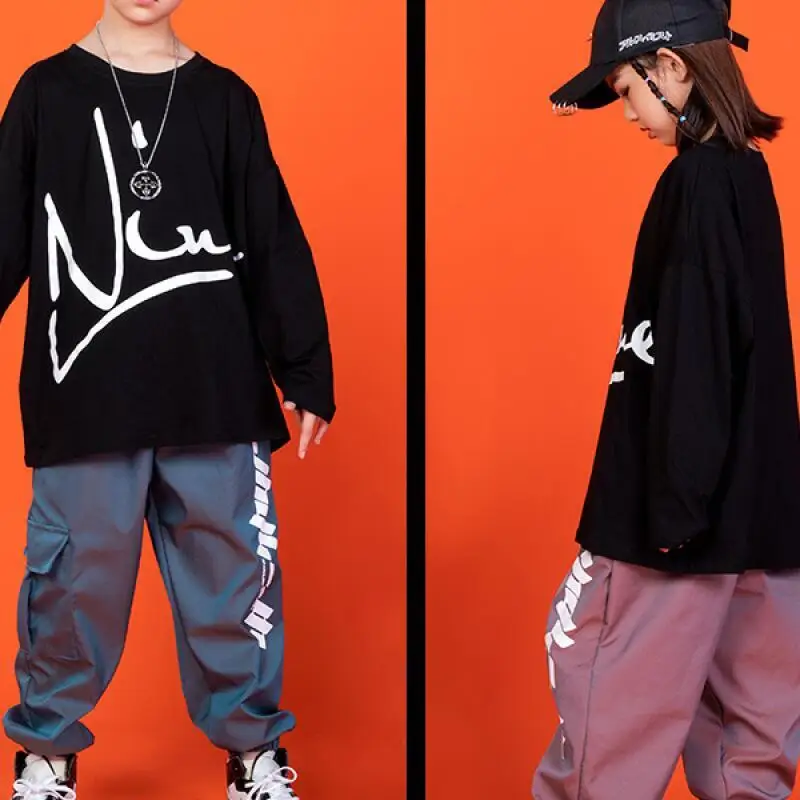 

Kawaii для девочек и мальчиков, модный костюм для уличных танцев, футболка, студенческая повседневная спортивная танцевальная футболка с героями мультфильмов, комплект брюк в стиле хип-хоп, новый