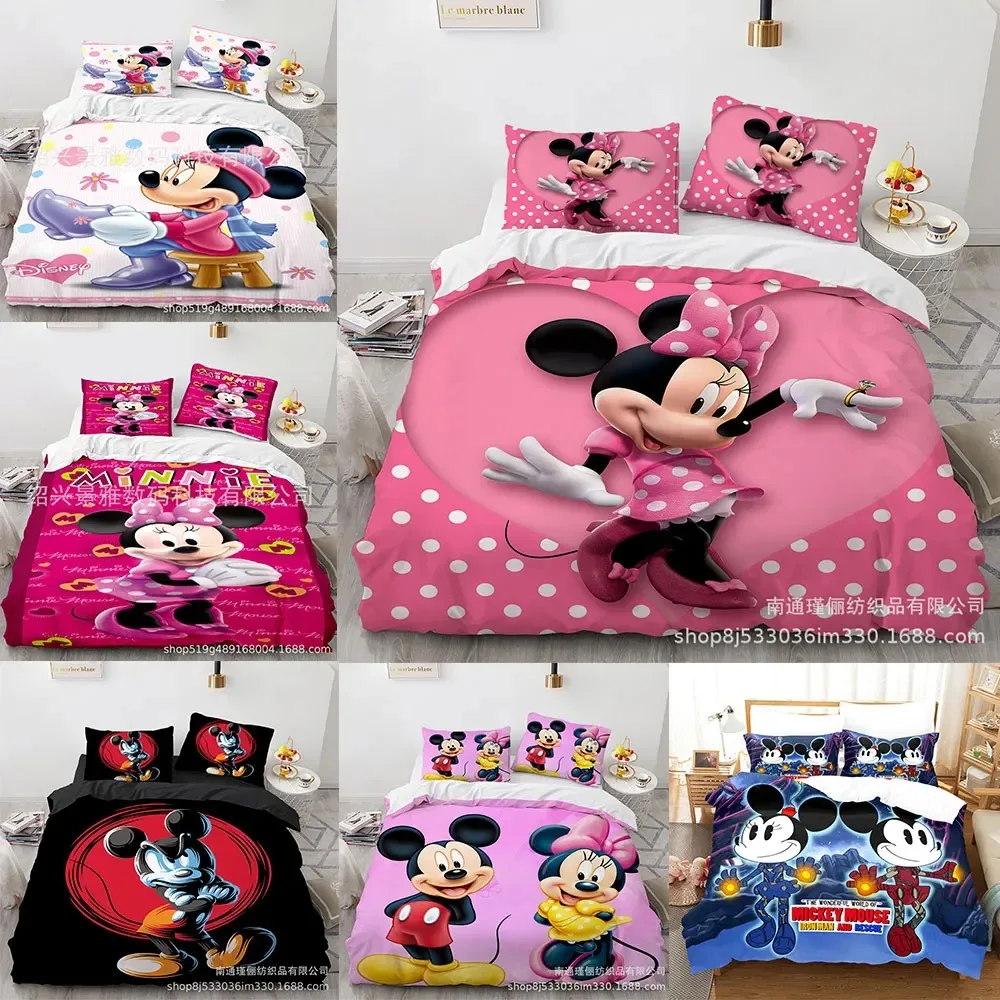 

Mickey Mouse Minnie Mouse Bedding Sets Comforter Quilt Bed Cover Duvet Cover Pillow Case 2-3 Pieces Sets for Kids Adult