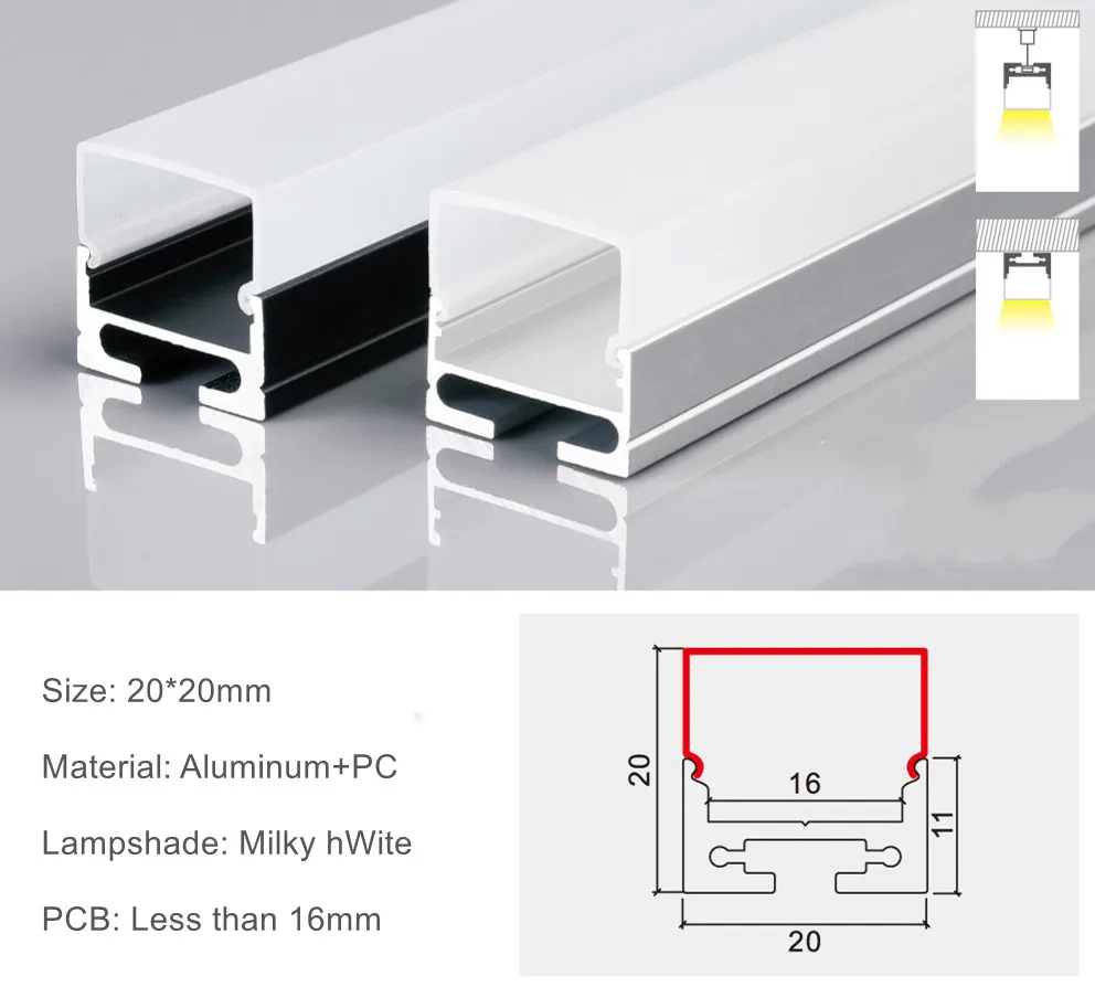 Tubo profilo in alluminio luce a Led lampada a sospensione montata su superficie luce lineare semplice barra dura luce negozio di ufficio