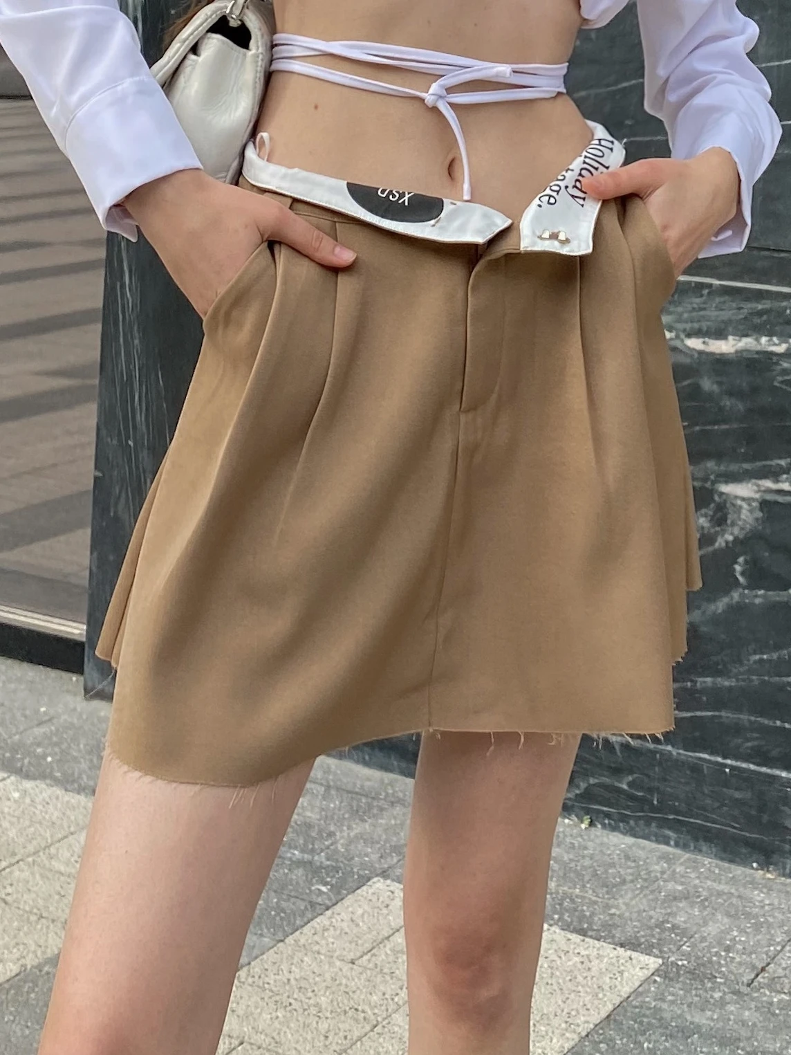 

ZHISILAO New Y2K High Waist A-line Skirt Women Vintage Casual Khaki Mini Skirt Summer 2023