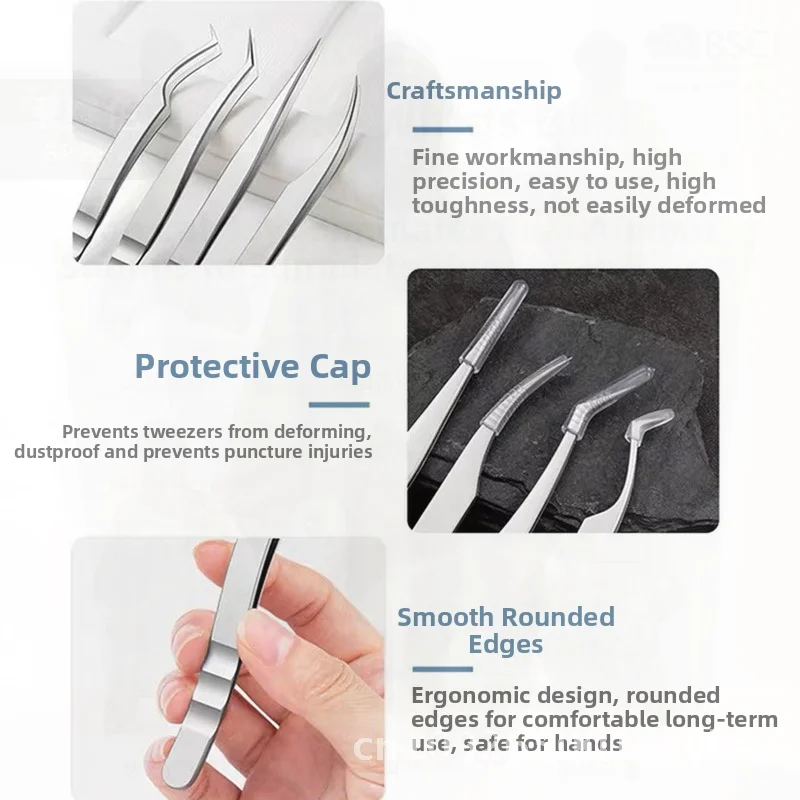 Professional Eyelash Planting Tools Precision Grafting False Eyelashes Tweezers Set Golden Feather Dolphin Straight Peacock