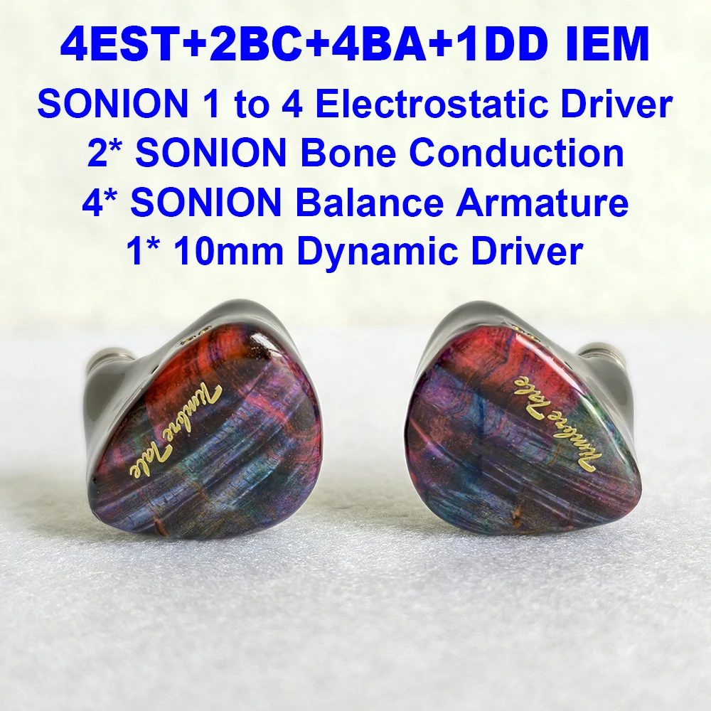 

Electrostatic IEM Earphones in ear Monitor Earbuds Bone Conduction Hifi Wired Headphones 2BC+4BA+1DD+4 EST IEMs Headphone 2pin
