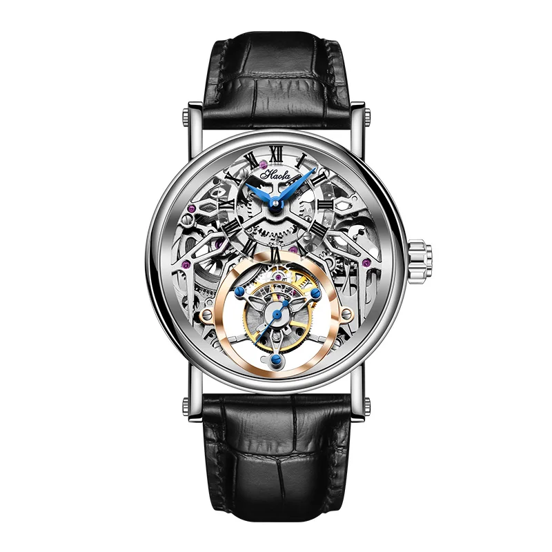 Haofa Skeleton Tourbillon Mens Watch CNC Classical Texture engraving Sapphire Manual Movement Mechancial Watches Business 1602