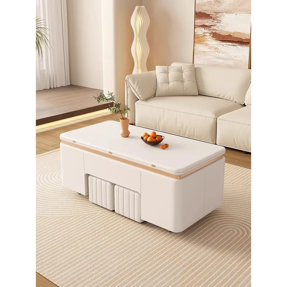 

Multi-functional tea table with lifting coffee table Household small-sized lifting folding dining table Living room is luxurious