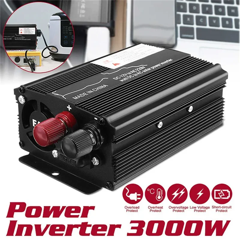 Inversor de Energia Solar para Carro Conversor de Tensão Transformador de Tensão Usb dc 12v para 220v ac 3000w