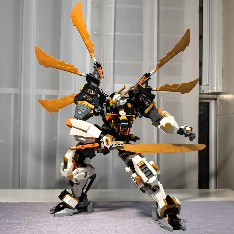 1055ピース-タイタン-ドラゴン-メック-組み立てキット、可動翼、剣、ミニフィギュア付き、子供と大人向けのコレクタブルモデル-71821