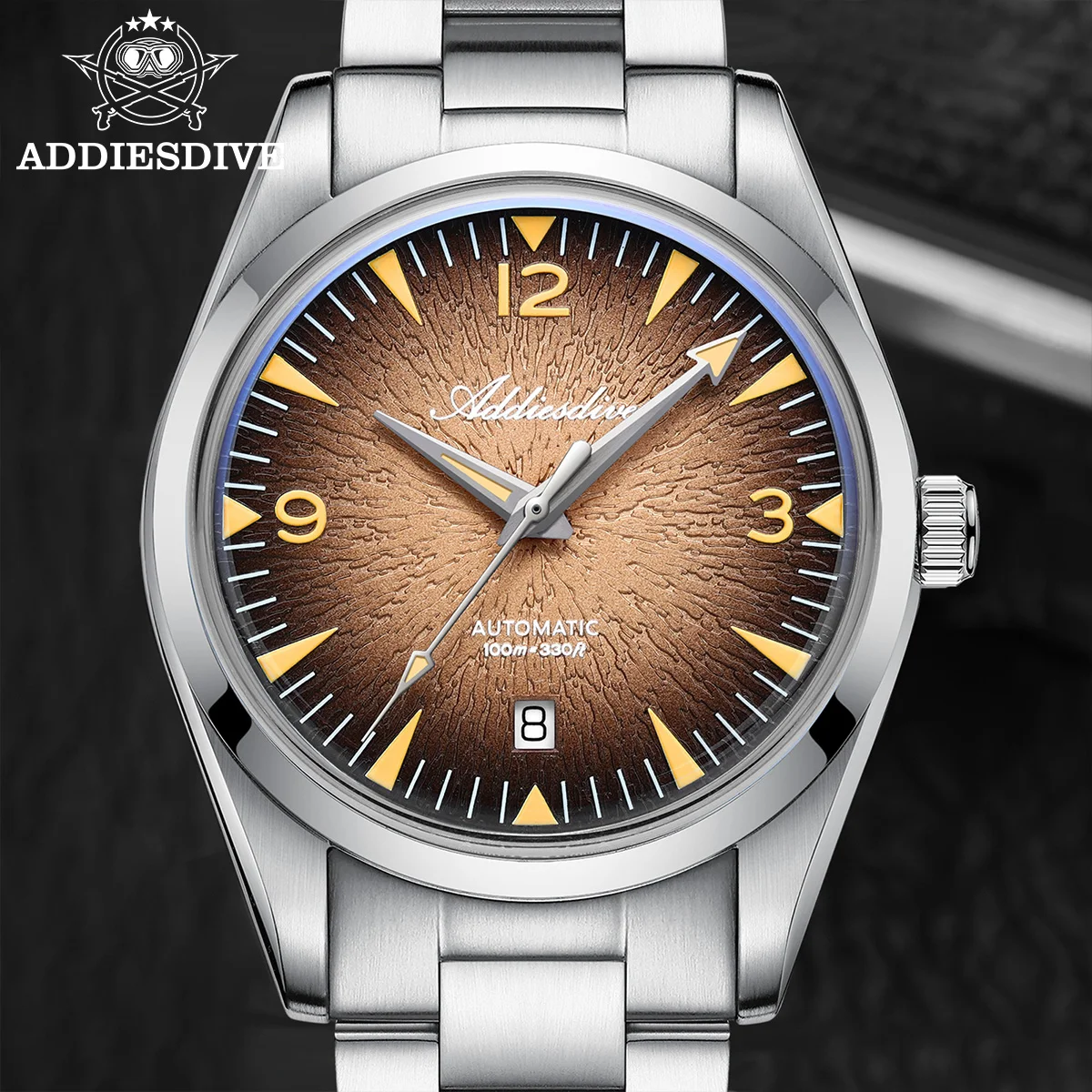 ADDIESDIVE New Men's Watches Luxury Automatic Watch 39mm Bubble Glass 100m Waterproof Super Luminous Sports Mechanical Watch