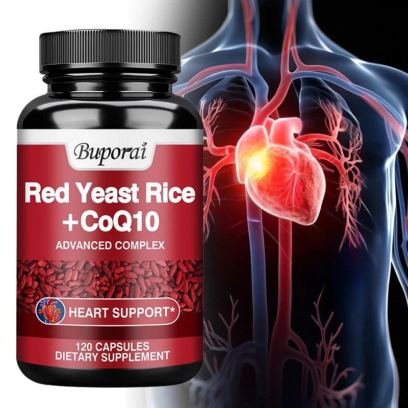 Red Yeast Rice with CoQ10 Supplement - Supports Brain, Heart and Cardiovascular Health, Antioxidant, Promotes Energy Production