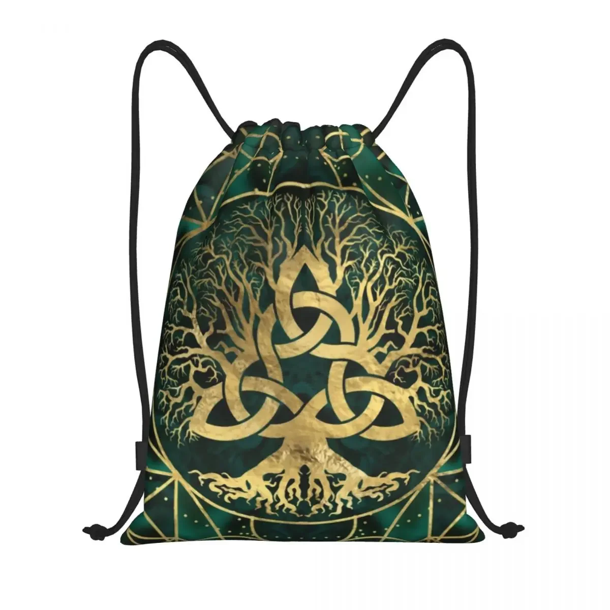 Tree Of Life With Triquetra Drawstring Backpack Bags Women Men Lightweight Vikings Gym Sports Sackpack Sacks for Traveling