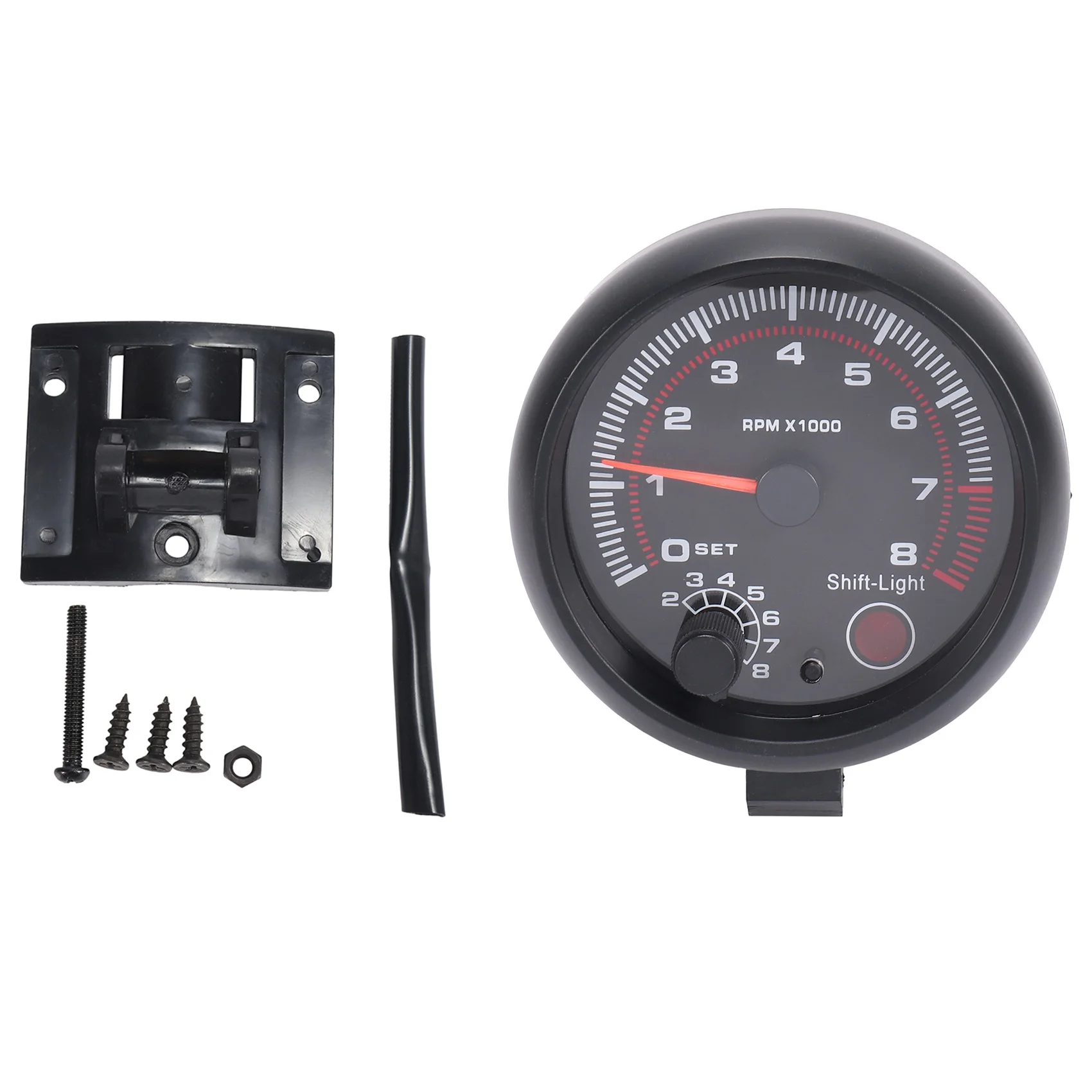 

Universal 3.75 inch 12V White LED Backlit Tachometer Gauge with Red Shift Light for Auto Gasoline Car, 0-8000 RPM